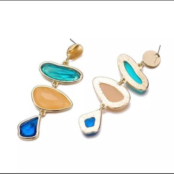 Candy Color Rhinestone Dangle Earrings - Picture 4 of 4